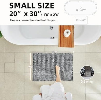 TYUU Waffle Bath Mat, Boho Bathroom Rugs Non Slip, 30x20 Black & White