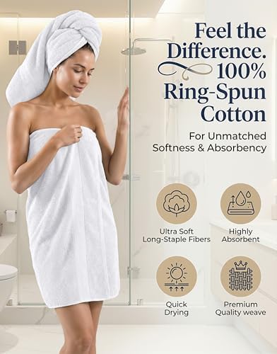 LANE LINEN Bath Towel Set 100% Cotton 24 Piece Soft Absorbent - White