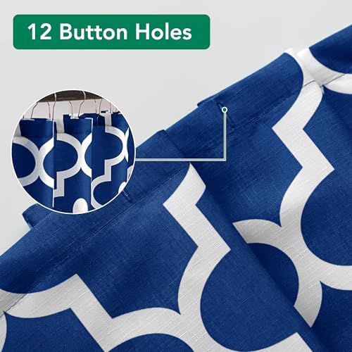 Fabric Modern Moroccan Shower Curtains for Bathroom-Indigo and White