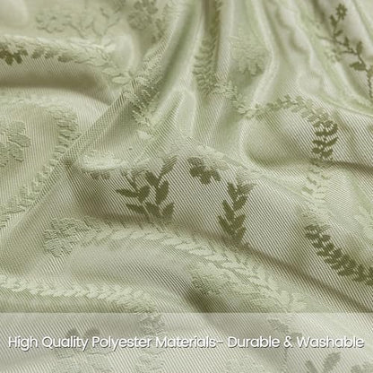 WAZZIO Sage Green Lace Shower Curtain - Vintage Pretty Floral Sheer Shower Curtains, Elegant Decorative Tassel Bath Curtains for Bathroom, 72 x 84 Inch, 1 Piece