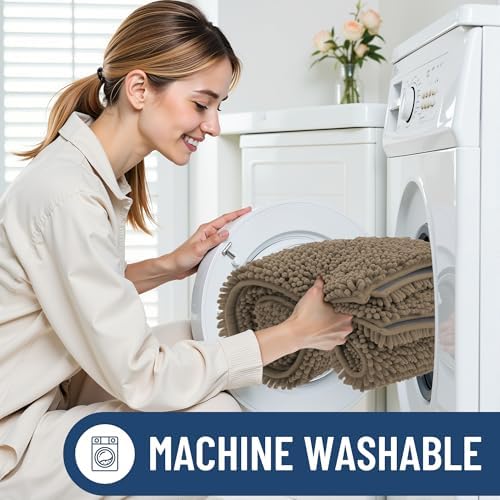 Smiry Bathroom Rugs 34X21, Luxury Chenille Extra Soft Absorbent Bath Mat