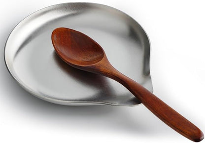 VanlonPro Stainless Steel Spoon Rest, Spatula Ladle Holder, Stainless Steel Utensil Spoon Rest Holder, Brushed Finish, Dishwasher Safe 5.9 x 5.1 Inch (Round Silver 1PC)