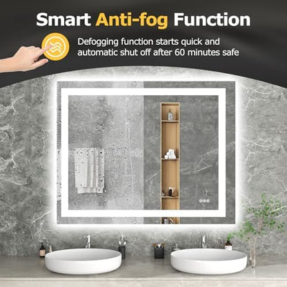 Hivone 48"X40" LED Bathroom Mirror with Lights, UL Listed