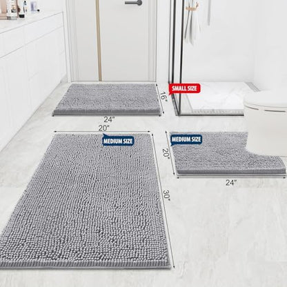 Smiry Bathroom Rugs 47X20, Luxury Chenille Extra Soft Absorbent Bath Mat
