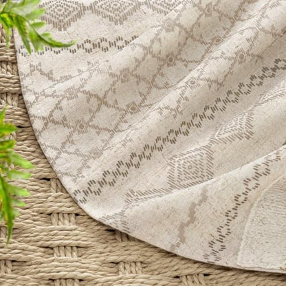 Beige Boho Linen Shower Curtain,72" W x 72" L