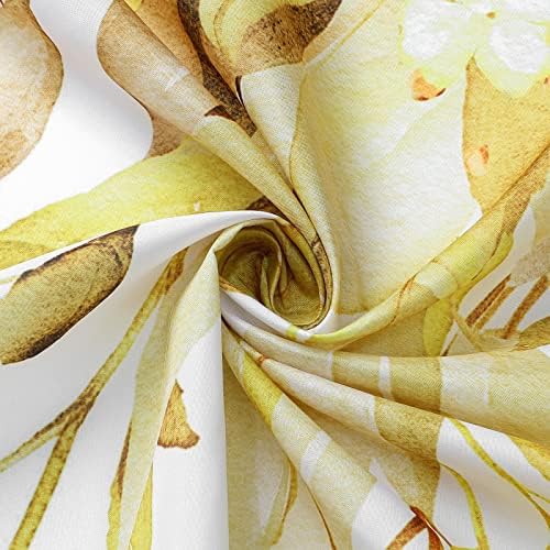 Gibelle Yellow Eucalyptus Shower Curtain, Watercolor Floral Print, 72x72