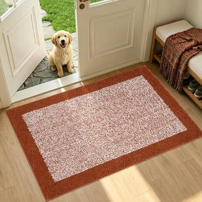 36x24 Bathroom Rugs Non Slip Washable, Soft Absorbent Bath Mat Coral Orange