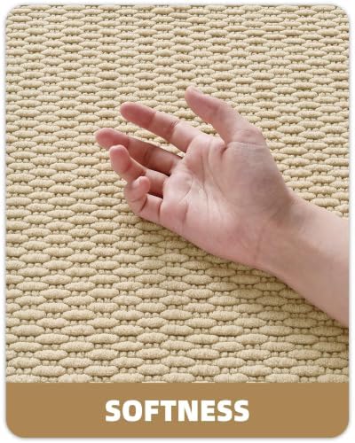 Color&Geometry 17"x29" Chenille Boho Bathroom Rug with Rubber Backing,Khaki