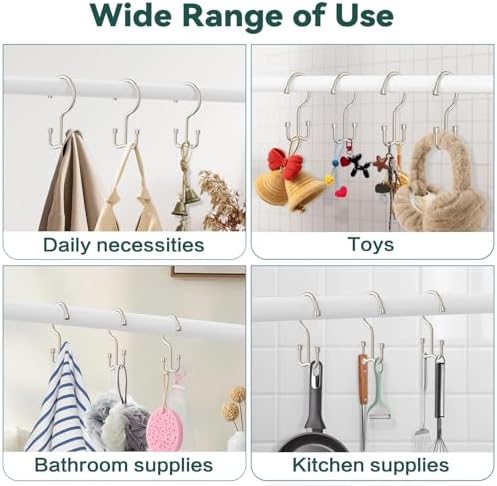 Goowin Shower Curtain Hooks, Shower Curtain Rings, Metal Shower Curtain Hangers Rust Proof, Double Glide Shower Rings for Curtain, Simple Shower Hooks for Shower Curtain, Nickel, 24 Pack-Cylinders