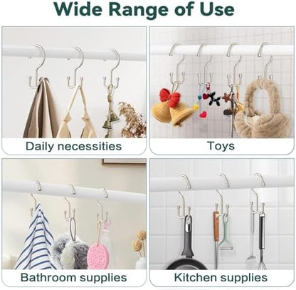 Goowin Shower Curtain Hooks, Shower Curtain Rings, Metal Shower Curtain Hangers Rust Proof, Double Glide Shower Rings for Curtain, Simple Shower Hooks for Shower Curtain, Nickel, 24 Pack-Cylinders