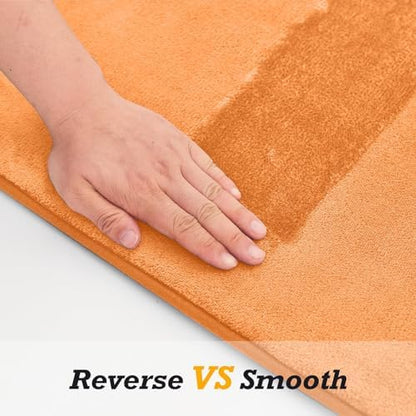 HUXMEYSON Bathroom Rugs Sets 2 Piece, Non-Slip & Quick Dry Bath Mat Set, Ultra Soft Velvet Bath Rugs for Bathroom, Toilet and Shower Floor, Orange