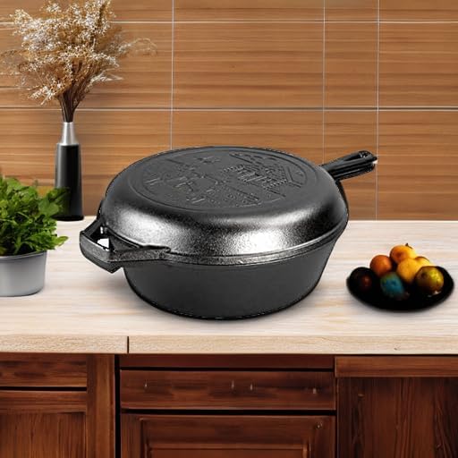 Lodge Cast Iron Wanderlust Series, Cabin Combo Cooker, 3.2 Quart