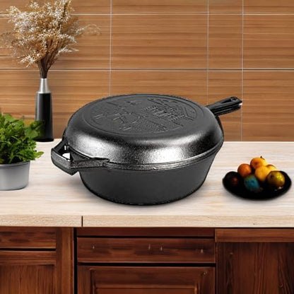 Lodge Cast Iron Wanderlust Series, Cabin Combo Cooker, 3.2 Quart