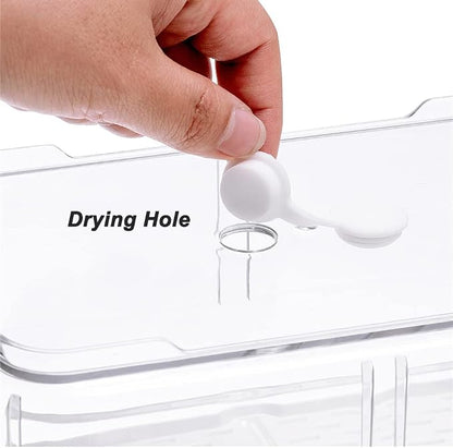 Fridge Produce Saver Food Storage Bin Containers Fridge Food Storage Containers Lettuce Keeper Produce Containers Refrigerator OrganizerClear,Set of 4