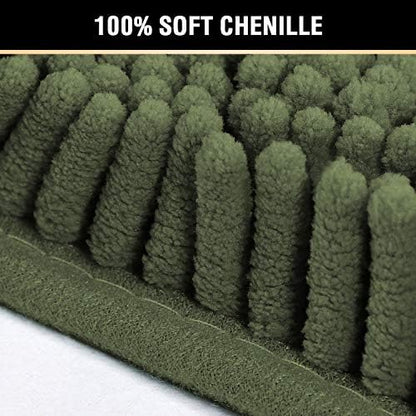 H.VERSAILTEX 20x32 Inch Loden Bath Mat Soft Shaggy Bathroom Rugs Non-Slip Chenille Plush Rugs Luxury Microfiber Washable Bath Rug for Floor Bathroom Bedroom Living Room