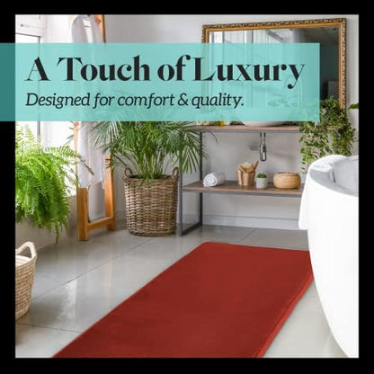 Memory Foam Bath Mat Non Slip Absorbent Super Cozy Velvet Bathroom Rug Carpet (60 inches X 24 inches, Autumn Glaze)