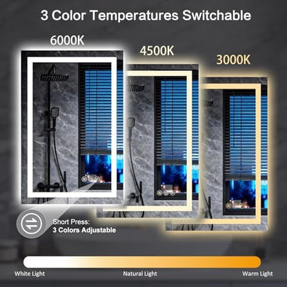 24"x 36" LED Bathroom Mirror with Lights, Backlit & Front Lit Vanity Mirror