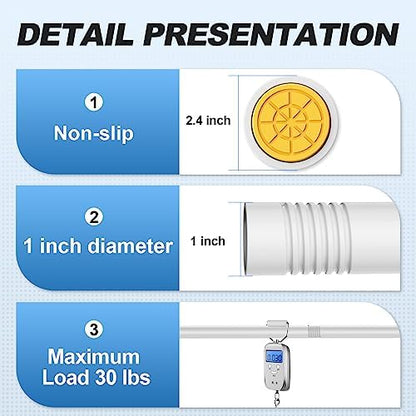 CorkLatta White Shower Curtain Rod 31 to 80 Inch,1 Inch Diameter Adjustable Spring Tension Stainless Steel Telescoping Rod,Easy Install,No Rust