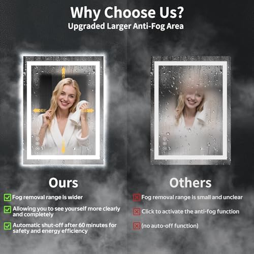 24"x32" LED Bathroom Mirror with Lights, Backlit+Frontlit, Anti-Fog