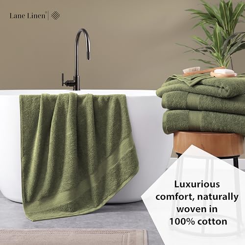LANE LINEN Bath Sheet Set Soft Absorbent Quick Dry 100% Cotton - Oil Green