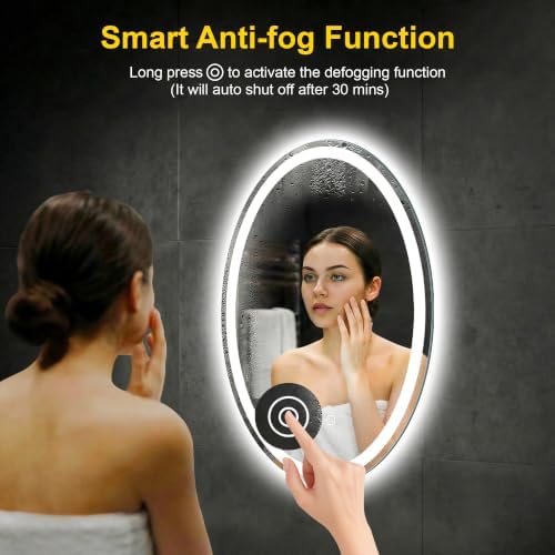 Oval LED Bathroom Mirror with Lights, 22 x 32 Inch Lighted Vanity Mirror