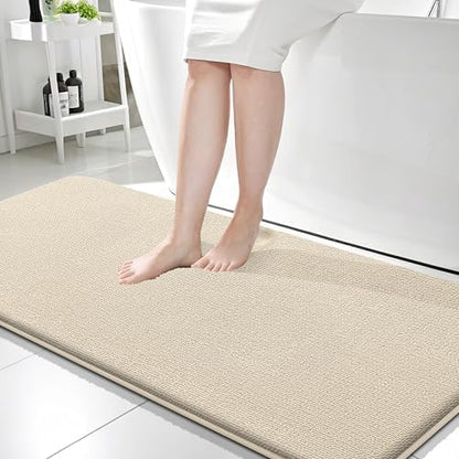 OLANLY Memory Foam Bathroom Runner Rug 59x24, Absorbent Long Bath Mat, Sand