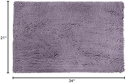 Amazon Basics Non-Slip Microfiber Absorbent Plush Shag Bathroom Rug Mat, Machine Washable, 21" x 34", Lavender