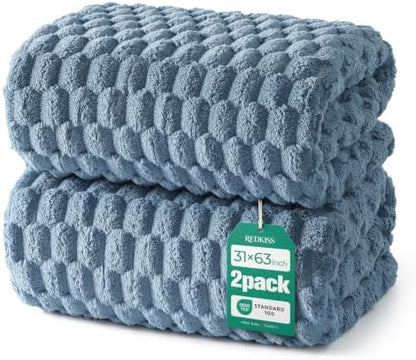 REDKISS Blue Microfiber Bath Towels Large, 30“x60” Super Absorbent Towels