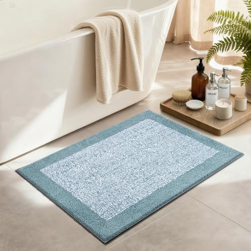 36x24 Bathroom Rugs Non Slip Washable, Soft Absorbent Bath Mat Dusty Blue