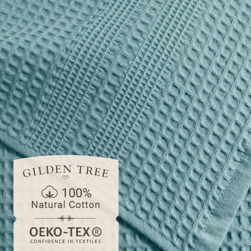 GILDEN TREE Waffle Towels for Bathroom, 100% Cotton Quick Dry Towel, Waffle Bath Towels Large, Absorbent Lightweight Travel Towel, Bath Towels Set of 2, Classic Style (Seafoam)
