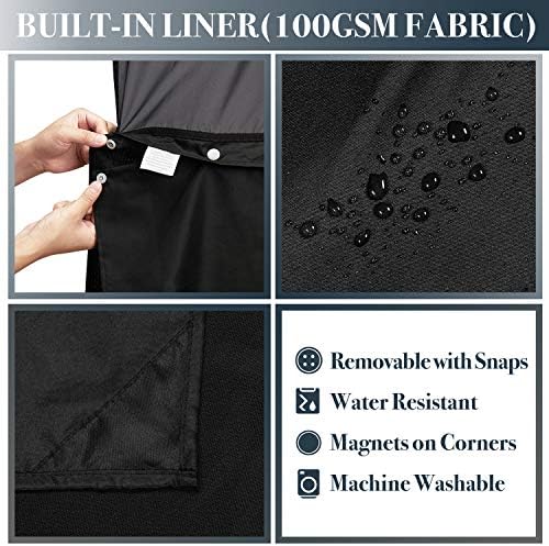 N&Y HOME Stall Waffle Weave Shower Curtain with Snap-in Liner Black 36x72