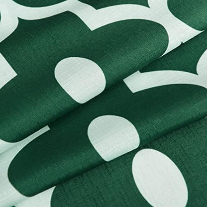 Fabric Modern Moroccan Shower Curtains for Bathroom-Hunter Green & White