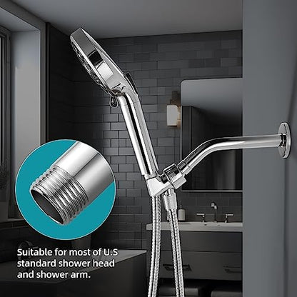 Cobbe Shower Arm with Flange and Teflon Tape, 6-Inches Wall Mounted Shower Pipe Arm 304 Stainless Steel Extension for Fixed Shower Head, Chrome
