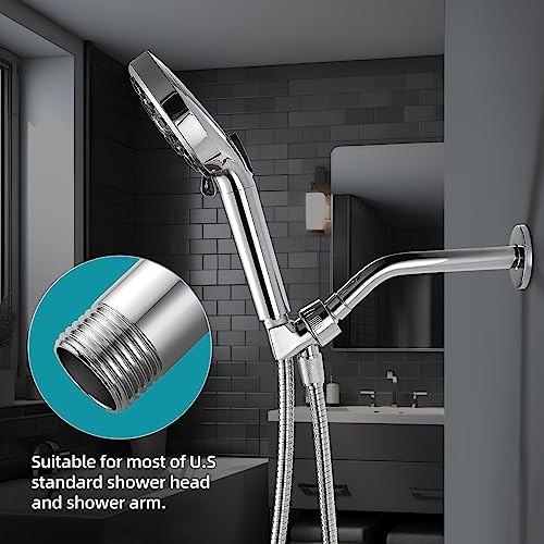 Cobbe Shower Arm with Flange and Teflon Tape, 10-Inches Wall Mounted Shower Pipe Arm 304 Stainless Steel Extension for Fixed Shower Head, Chrome