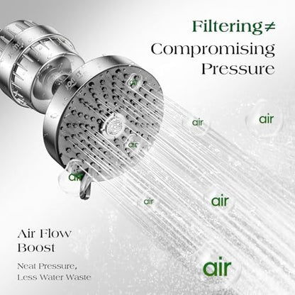 Filtered Shower Head COMBO – for Healthier Skin & Hair | 3 Mode High Pressure Shower Heads with 25-Stage Filtration | Removes 99.947% Chlorine & Heavy Metals | Shower Head with Filters - Chrome