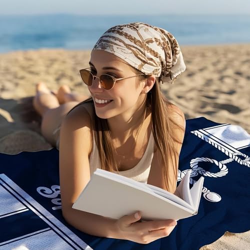 JML Personalized Beach Towel with Name, Custom Anchor Beach Towel, Customized Microfiber Pool Towel, Quick Dry & Absorbent Swim Towel for Adult,Anniversary, Birthday, Summer Holiday,Vacation