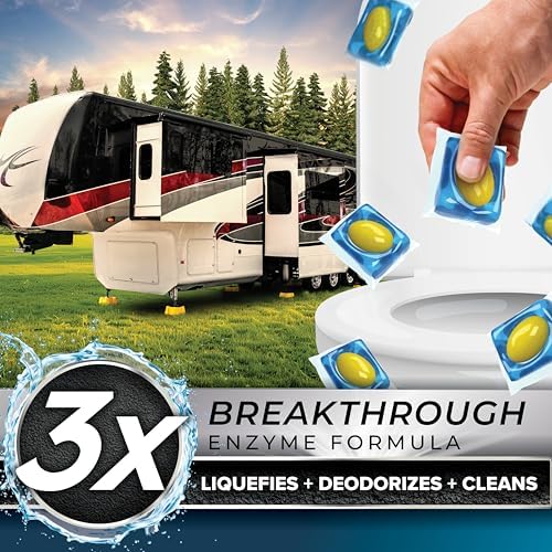 Camco TST PRO RV Toilet Treatment Drop-INs - Innovative Bio-Enzymatic Formula - Fastest Odor Stopper & RV Sewer Waste Break Down - RV Black Tank Treatment - Fresh Pine - Septic-Safe, 10-Pk (41770)