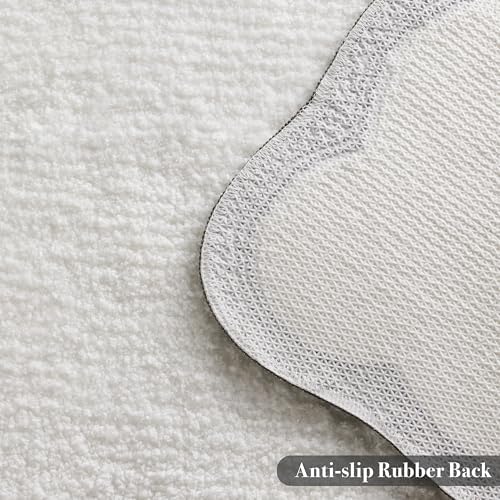 Ohocut Luxury Microfiber Bathroom Rugs, White and Black Scalloped Piping Bath Rug Cute Aesthetic Preppy Elegant Bath Mat for Bathroom, Tub, Floor, Sink, Shower, Anti Slip, Absorbent, 32x20