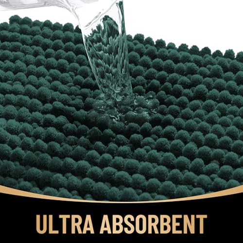 OLANLY Thick Chenille Large Bathroom Rugs Mats 70x46, Blackish Green