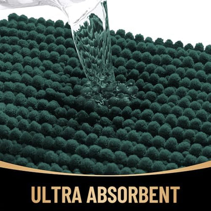 OLANLY Thick Chenille Bathroom Runner Rugs Mats 70x24, Blackish Green