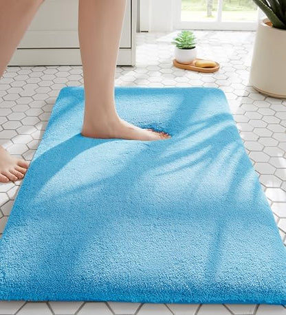 MINIDEAR Bathroom Rugs 36x24 Lake Blue - Thick Memory Foam Bath Mat, Ultra Soft & Plush Fluffy, Non-Slip, Quick Dry, Absorbent Washable Floor Microfiber Mat for Tub, Home Decor Accessories