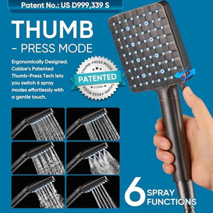 Cobbe Filtered Shower Head with Handheld, High Pressure 6 Spray Mode Showerhead with Filters, Water Softener Filters for Hard Water - Remove Chlorine - Reduces Dry Itchy Skin, Oil Rubbed Bronze
