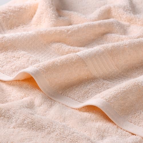 Superior Egyptian Cotton Bath Towel Set, Home Bathroom Towels, Master, Guest Bath, Decor Essentials, Quick Dry, Absorbent, Large Body Towels, Spa, Hotel, Resort, Adult, Kids, Set of 2, Peach