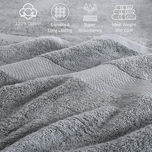 LANE LINEN Towel Set Soft Absorbent Quick Dry 100% Cotton 24 Piece - Grey