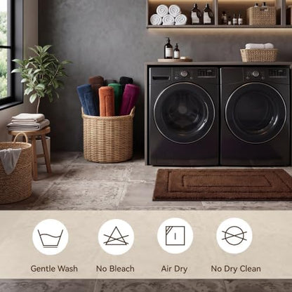 GRANNY SAYS Brown Bathroom Rug 32" x 20", Non-Slip Microfiber Bath Mat