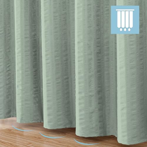 Aiyufeng Moga Extra Long Sage Green Shower Curtain 96 Inch Long, Embossed Texture Fabric Bathroom Shower Curtain, Large Hotel Bath Curtain with 12 Holes, 72Wx96H, Sage Green