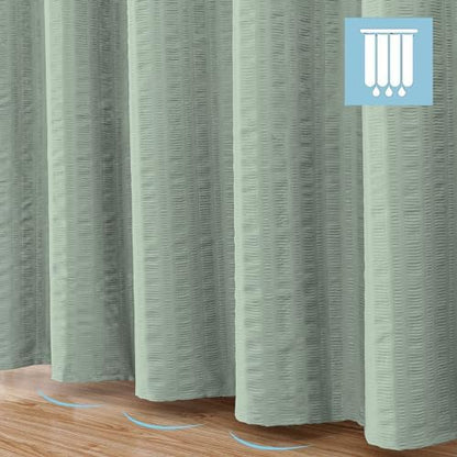 Aiyufeng Moga Extra Long Sage Green Shower Curtain 96 Inch Long, Embossed Texture Fabric Bathroom Shower Curtain, Large Hotel Bath Curtain with 12 Holes, 72Wx96H, Sage Green