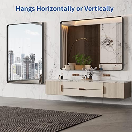 WEER Black Bathroom Vanity Mirror 48X36 Inch
