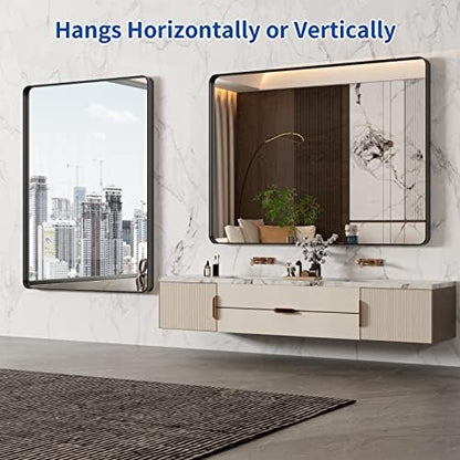 WEER Black Bathroom Vanity Mirror 48X36 Inch