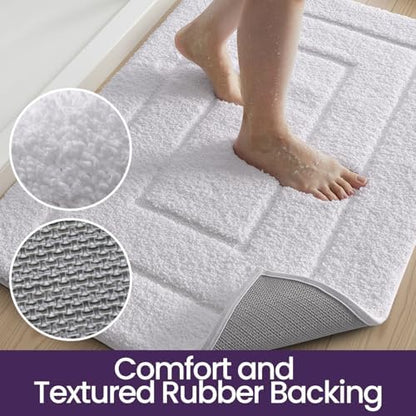 DEXI Bathroom Rugs 43x24, Non-Slip and Absorbent Bath Mat, White